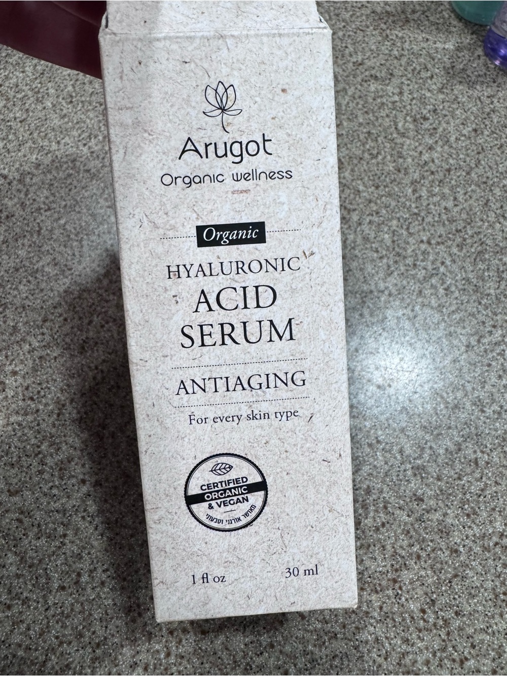 Arugot Organic Hyaluronic Acid Serum - Antiaging Hydration (30 ml)